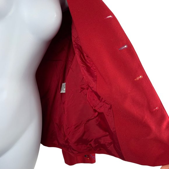 John Meyer Womens Embroidered Floral Embellished Crystals Blazer Jacket Red 16W - Picture 6 of 10